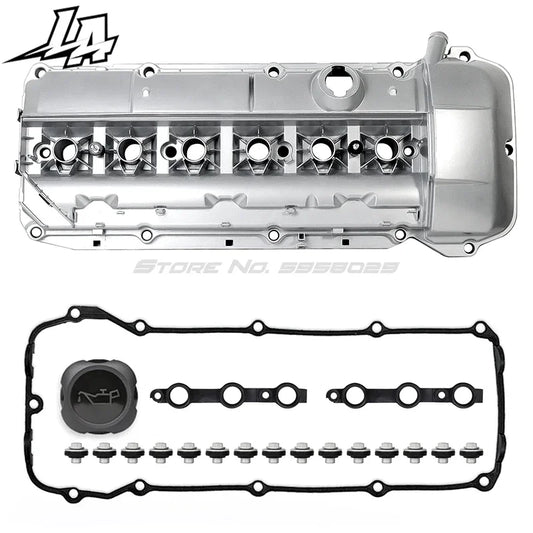 11127512839 11 12 7 512 839 Aluminum Engine Valve Cover W/Gasket &Bolts &Cap For 03-06 BMW M54 E46 325i 330i 525i 325ci X3 X5 Z4