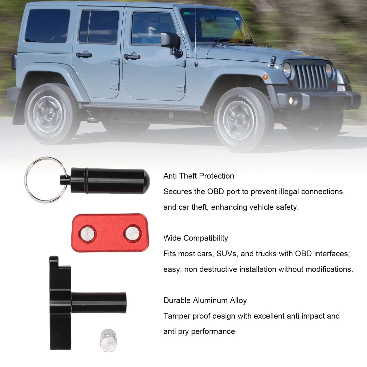 ODB Port Locking Tool Aluminium Alloy Anti Pry Anti Theft OBD Port Protector Locking Device for Cars SUVs Trucks OBD Port Lock